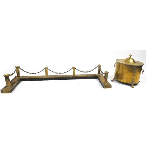 26 - Victorian brass fender and coal box