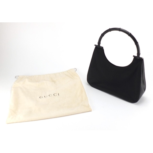 2041 - Gucci nylon bamboo handbag, with dust bag, 33cm wide