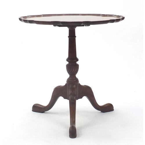 2004 - Snap top occasional table, with quarter veneered top and shell carved knees, 62.5cm high x 60.5cm in... 