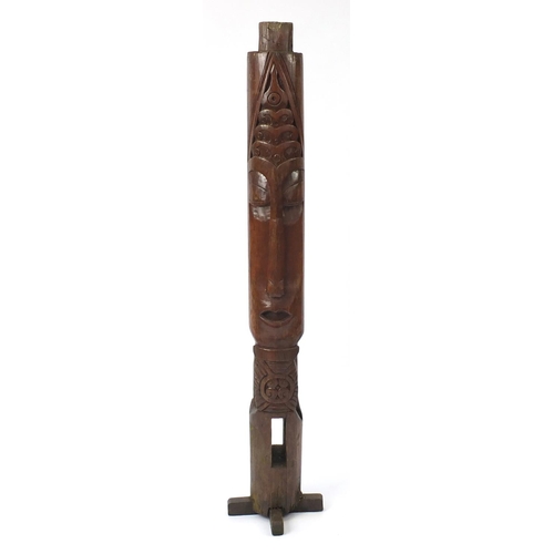 2042 - Large carved wooden Totem style pole, 153cm high