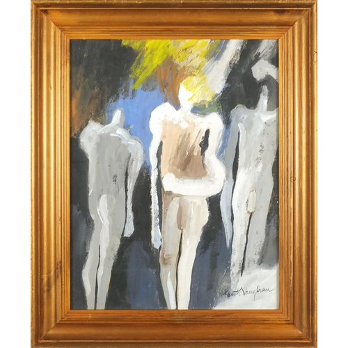 2201 - Portrait of three nude figures, gouache, bearing a signature Keith Vaughan, framed, 35cm x 26.5cm