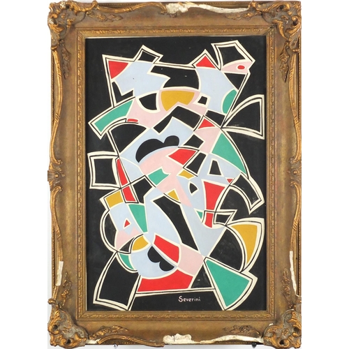 2242 - Abstract composition, geometric shapes, watercolour and gouache, bearing a signature Severini, frame... 