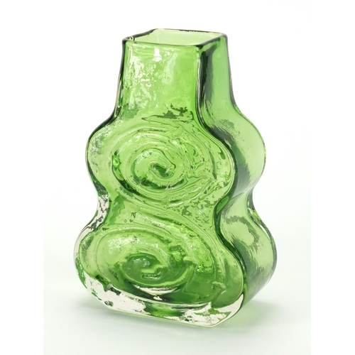 893 - Whitefriars meadow green textured cello vase, designed by Geoffrey Baxter, 18.5cm high