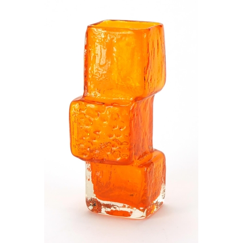 881 - Whitefriars tangerine drunken bricklayer vase, designed by Geoffrey Baxter, 21cm high