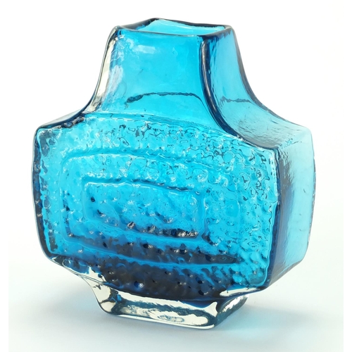 889 - Whitefriars kingfisher blue TV vase, designed by Geoffrey Baxter, 17.5cm high