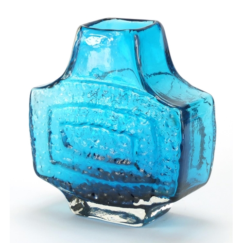 889 - Whitefriars kingfisher blue TV vase, designed by Geoffrey Baxter, 17.5cm high