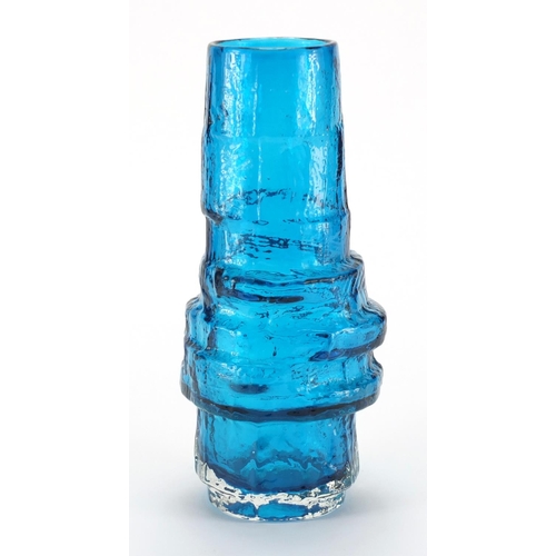886 - Whitefriars kingfisher blue hooped vase, designed by Geoffrey Baxter, 29cm high