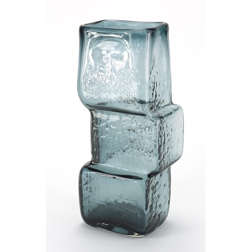 880 - Large Whitefriars indigo drunken bricklayer vase, designed by Geoffrey Baxter, 34cm high