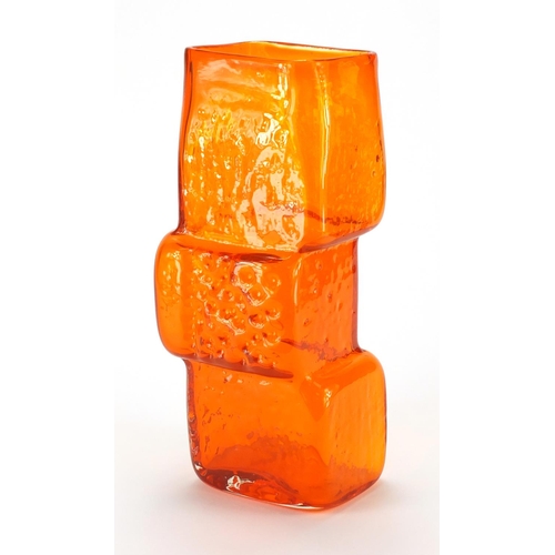 877 - Larger Whitefriars tangerine drunken bricklayer vase, designed by Geoffrey Baxter, 34cm high