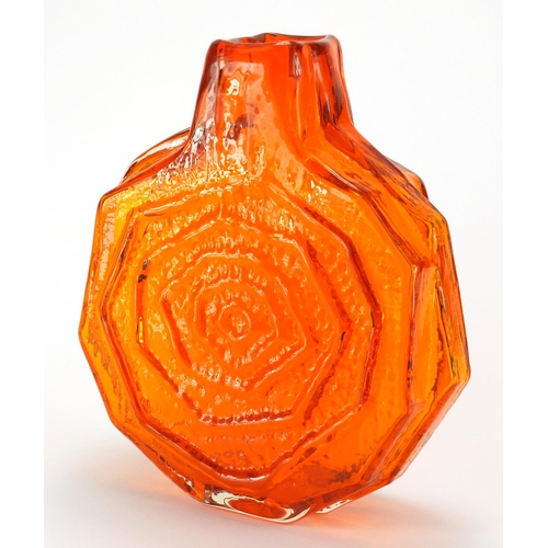 875 - Whitefriars tangerine banjo vase, designed by Geoffrey Baxter, 32cm high