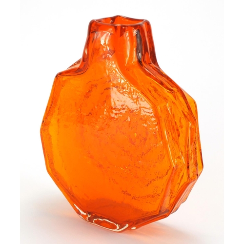 875 - Whitefriars tangerine banjo vase, designed by Geoffrey Baxter, 32cm high
