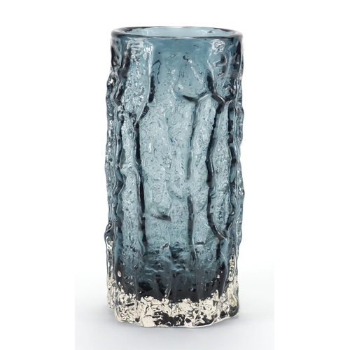 895 - Whitefriars indigo cylindrical bark vase, designed by Geoffrey Baxter, 23cm high