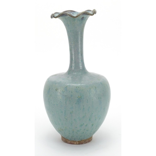 632 - Chinese blue and purple glazed pottery vase, 27cm high