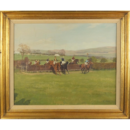 1296 - Ruth Gibbons - Vale of Lune Point-To-Point, oil on canvas, The Tryon Gallery label verso, mounted an... 