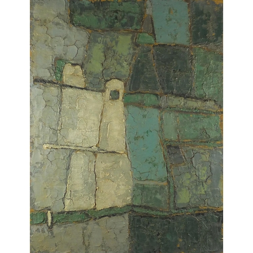 1288 - Manner of Paul Feiler - Abstract composition, oil impasto, oil on canvas, bearing an indistinct insc... 