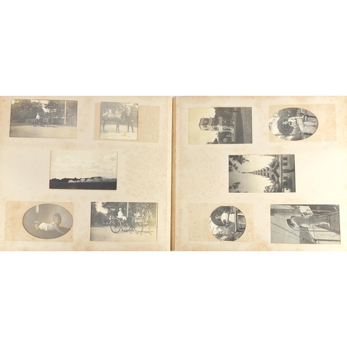 351 - Late 19th/Early 20th century black and white photograph album, probably of Burma including ships, st... 