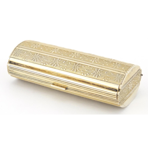 203 - Continental silver gilt rectangular box with hinged lid and engine turned decoration, stamped Ventre... 