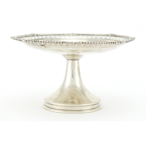219 - Silver pedestal tazza with pierced decoration, by Edward Bernard & Sons Ltd, Birmingham 1921, 9.5cm ... 