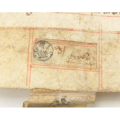 345 - Charles II hand inscribed recovery document on vellum, with the Royal Coat of Arms, part wax seal an... 