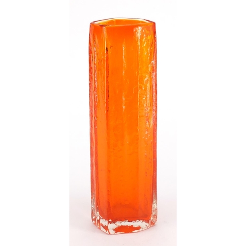 899 - Whitefriars tangerine Tubular glass vase, designed by Geoffrey Baxter, 30cm high