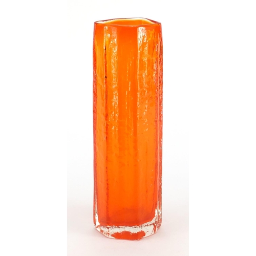 899 - Whitefriars tangerine Tubular glass vase, designed by Geoffrey Baxter, 30cm high