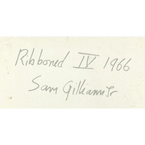 1306 - Manner of Sam Gilliam - Abstract composition, five lines, oil on canvas, inscriptions and New York l... 
