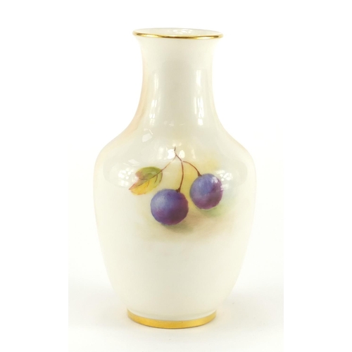 803 - Royal Worcester porcelain vase hand painted with fruit by Albert Shuck, factory marks to the base an... 