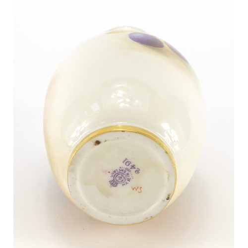 803 - Royal Worcester porcelain vase hand painted with fruit by Albert Shuck, factory marks to the base an... 