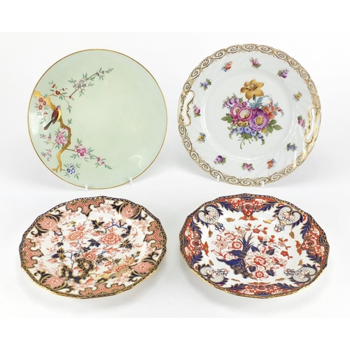 821 - Four cabinet plates comprising two Royal Crown Derby Imari pattern, Dresden and an aesthetic Minton ... 