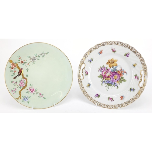 821 - Four cabinet plates comprising two Royal Crown Derby Imari pattern, Dresden and an aesthetic Minton ... 