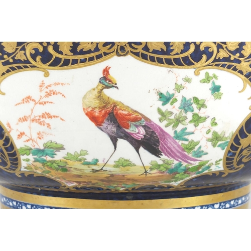 810 - 18th century porcelain punch bowl in the style of Worcester, the exterior hand painted with panels o... 
