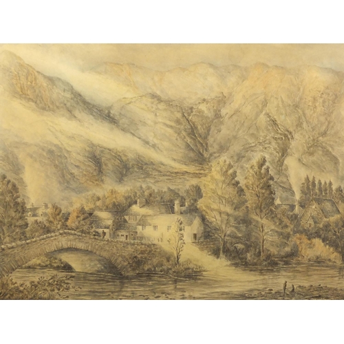 1462 - Grange, form the Borrowdale Road, watercolour and wash, inscribed label verso, mounted and framed, 5... 