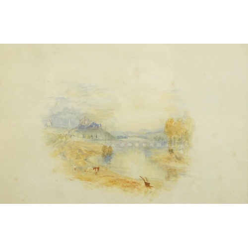 1299 - Follower of Joseph Mallord William Turner RA - Arundel Castle, watercolour, labels verso, mounted an... 