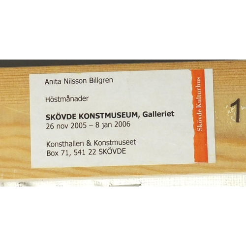 1457 - Anita Nilsson Billgren 2005- Hostmanader, oil on canvas, label and inscription verso, framed, 92.5cm... 