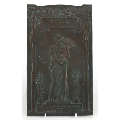 1013 - William Hamo Thornycroft - Horticultural bronze presentational plaque, presented by Toogood & Sons L... 