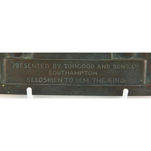 1013 - William Hamo Thornycroft - Horticultural bronze presentational plaque, presented by Toogood & Sons L... 