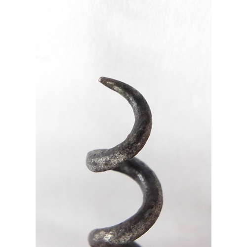 69 - 19th century corkscrew with side rack, 18cm in length when closed
