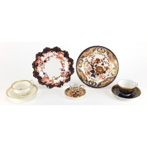 820 - 19th century and later teaware including Royal Crown Derby Imari pattern plates, coffee can and sauc... 