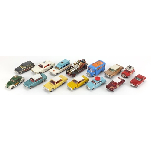 508 - Corgi and Dinky die cast vehicles including Smith's Carrier van, Superior ambulance and Chitty Chitt... 