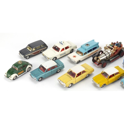 508 - Corgi and Dinky die cast vehicles including Smith's Carrier van, Superior ambulance and Chitty Chitt... 