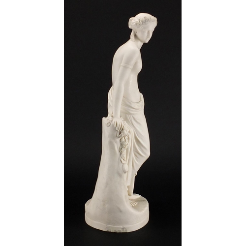 837 - Victorian Copeland Parian statue of a standing semi nude maiden, sculptured by Cheverton, impressed ... 