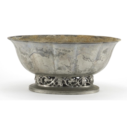 1030 - Danish Art Nouveau pewter centre piece with lobed rim by Just Andersen, factory marks and numbered 1... 