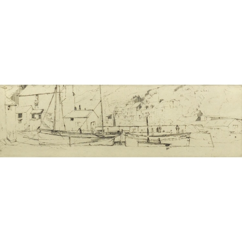 1519 - Frank Short - Fishing boats at Polperro 1888, pencil signed etching, Tom Craig receipt verso, mounte... 