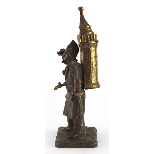 84 - 19th century gilt and patinated bronze pedlar vesta, 19cm high