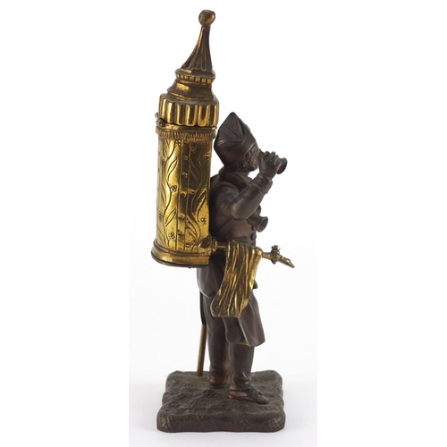 84 - 19th century gilt and patinated bronze pedlar vesta, 19cm high