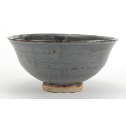 984 - David Leach studio pottery footed bowl, impressed marks to the base, 15cm in diameter