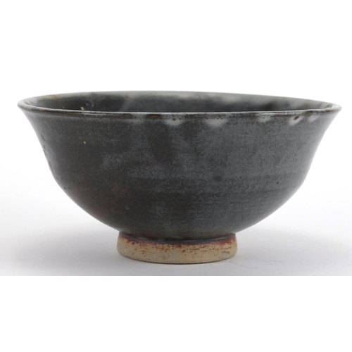 984 - David Leach studio pottery footed bowl, impressed marks to the base, 15cm in diameter