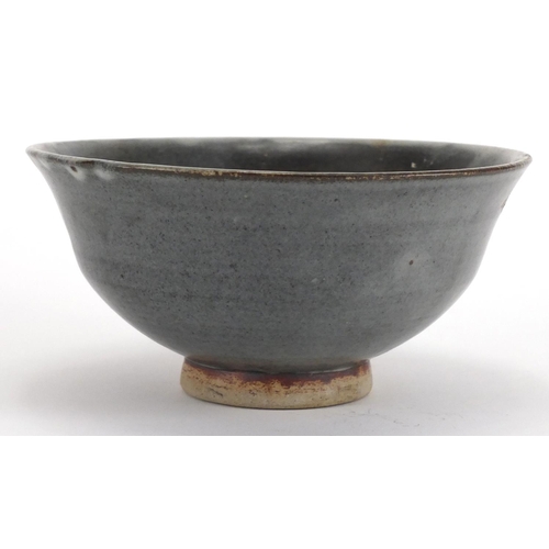 984 - David Leach studio pottery footed bowl, impressed marks to the base, 15cm in diameter