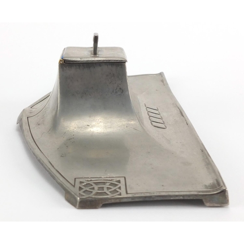 1024 - Art Nouveau pewter inkwell with Celtic motifs by WMF, impressed marks and numbered 120 to the base, ... 