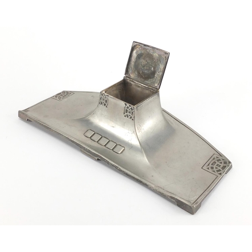 1024 - Art Nouveau pewter inkwell with Celtic motifs by WMF, impressed marks and numbered 120 to the base, ... 